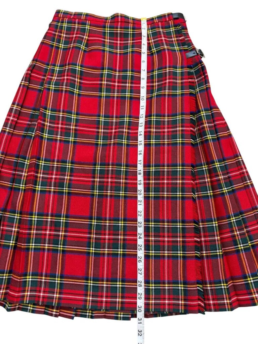 Strathmore Womens Size 14 Tartan Kilt Skirt Scotland Wool Red Plaid Pleated - Picture 5 of 5